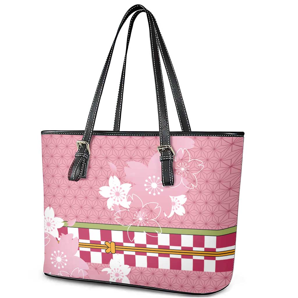 Japanese Asanoha Pattern Leather Tote Bag Charm Against Evil Spirits - Polynesian Pride