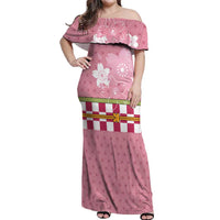 Japanese Asanoha Pattern Off Shoulder Maxi Dress Charm Against Evil Spirits LT9 Women Pink - Polynesian Pride