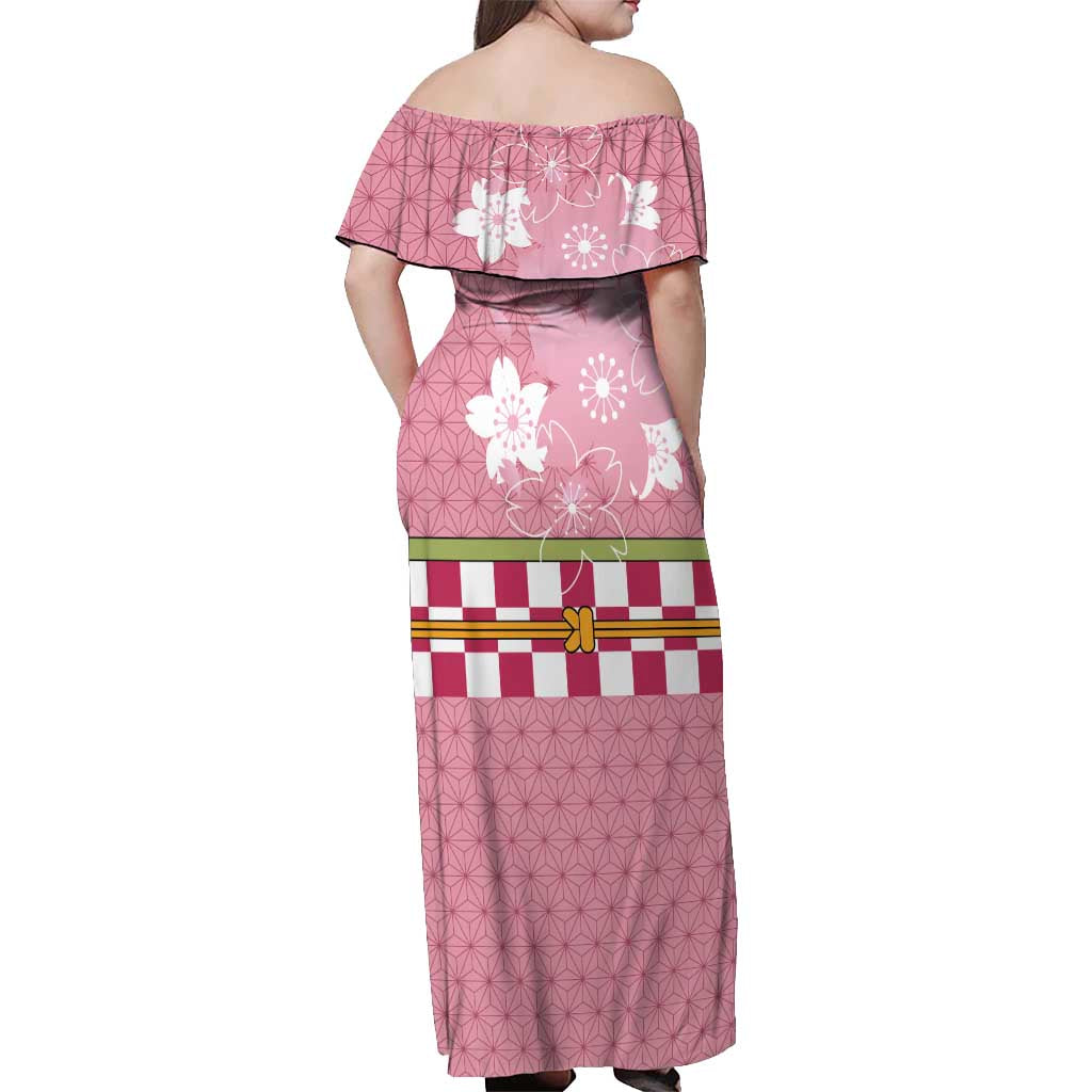 Japanese Asanoha Pattern Off Shoulder Maxi Dress Charm Against Evil Spirits LT9 - Polynesian Pride