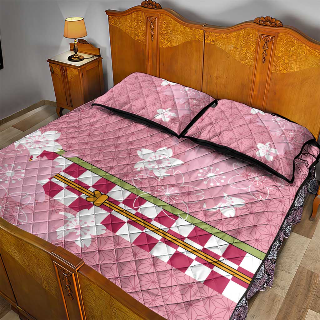 Japanese Asanoha Pattern Quilt Bed Set Charm Against Evil Spirits - Polynesian Pride