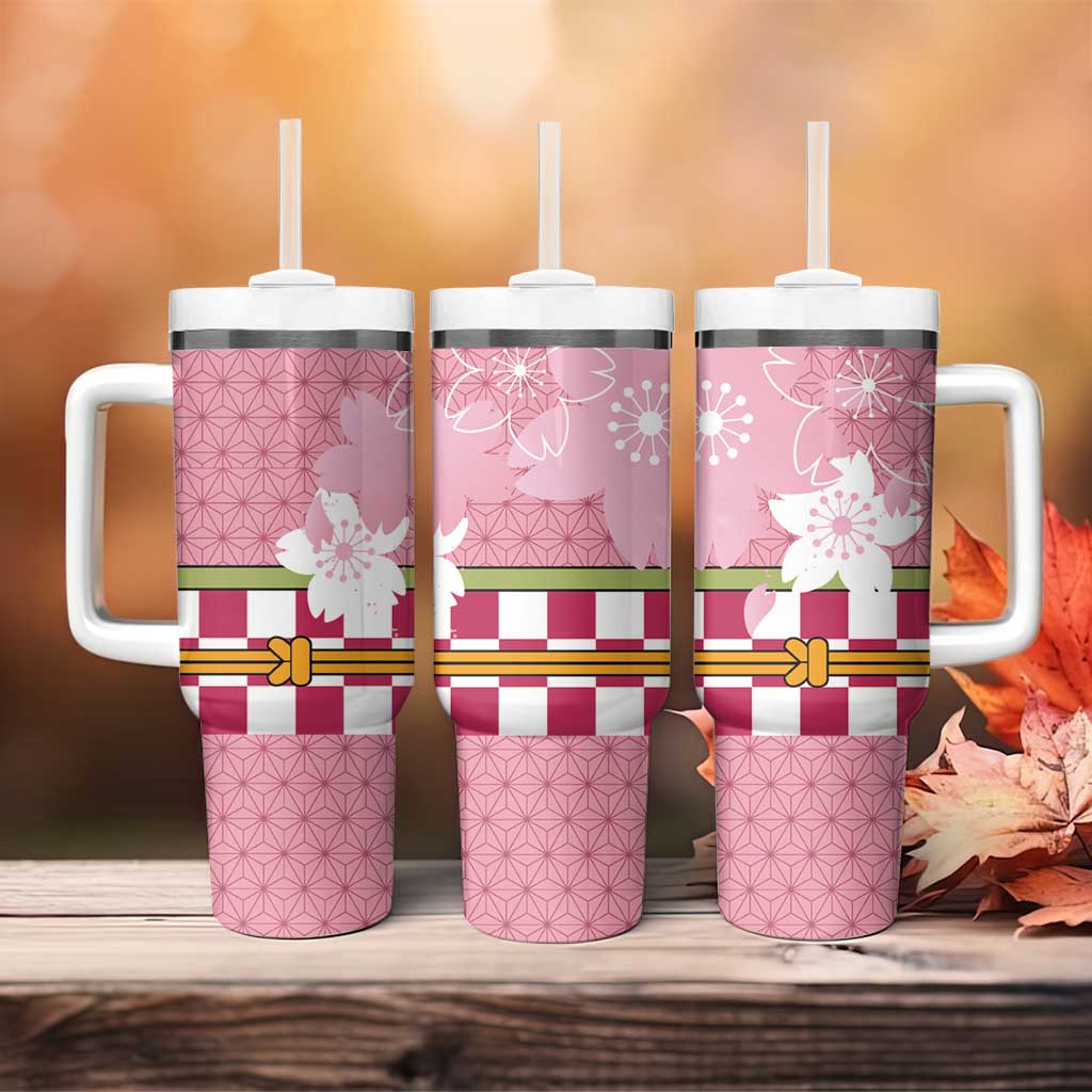 Japanese Asanoha Pattern Tumbler With Handle Charm Against Evil Spirits - Polynesian Pride