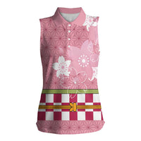 Japanese Asanoha Pattern Women Sleeveless Polo Shirt Charm Against Evil Spirits LT9 Female Pink - Polynesian Pride