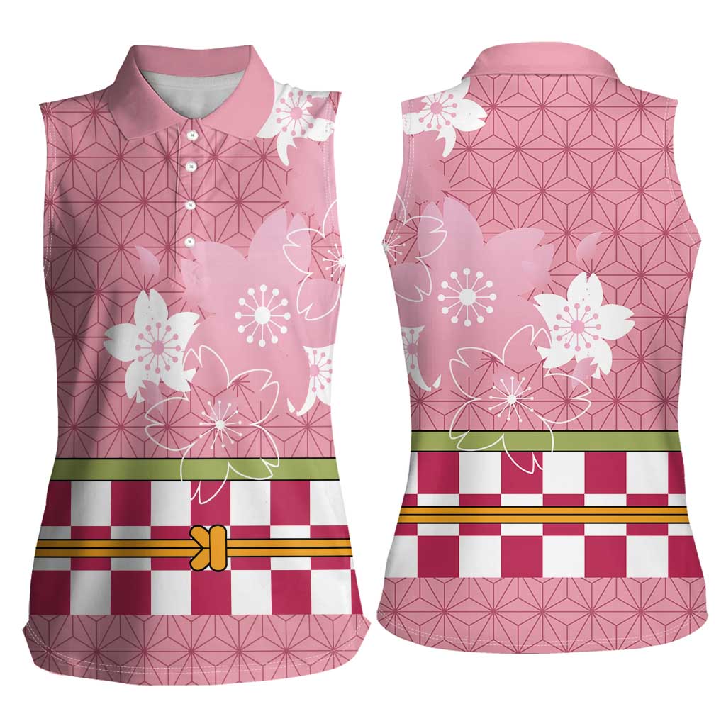 Japanese Asanoha Pattern Women Sleeveless Polo Shirt Charm Against Evil Spirits LT9 - Polynesian Pride
