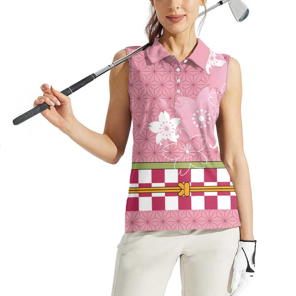 Japanese Asanoha Pattern Women Sleeveless Polo Shirt Charm Against Evil Spirits LT9 - Polynesian Pride