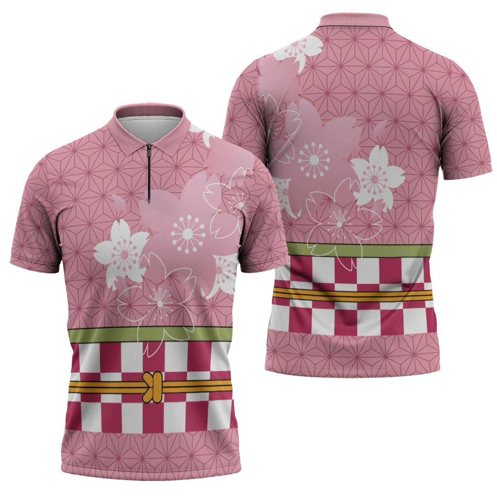 Japanese Asanoha Pattern Zipper Polo Shirt Charm Against Evil Spirits LT9 - Polynesian Pride
