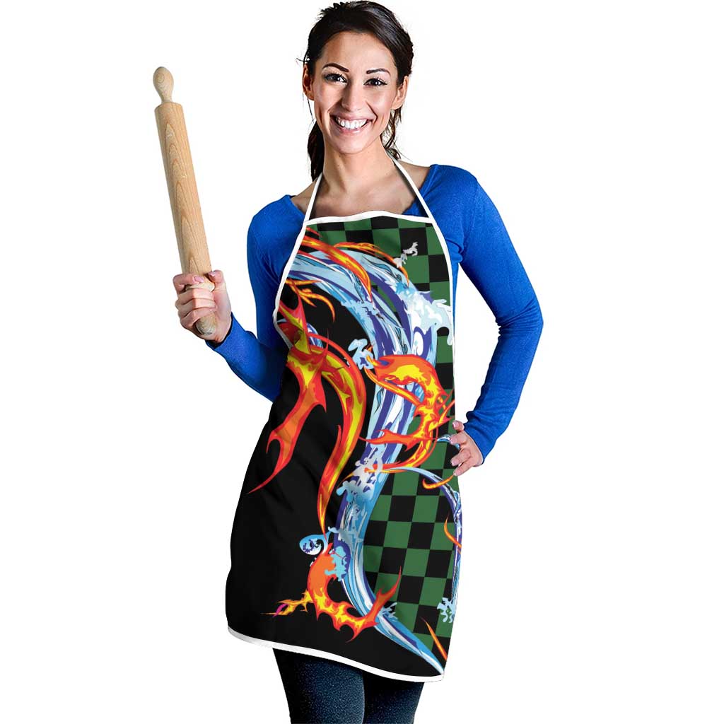 Japanese Asanoha Pattern Apron Sun Flame Slayer Dragon Hinokami Kagura Spirit - Polynesian Pride