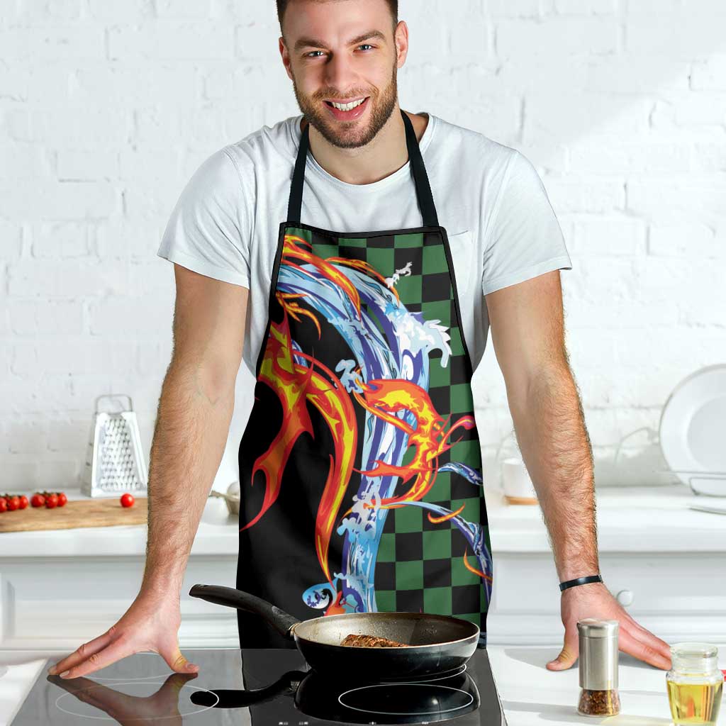 Japanese Asanoha Pattern Apron Sun Flame Slayer Dragon Hinokami Kagura Spirit - Polynesian Pride