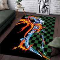 Japanese Asanoha Pattern Area Rug Sun Flame Slayer Dragon Hinokami Kagura Spirit - Polynesian Pride