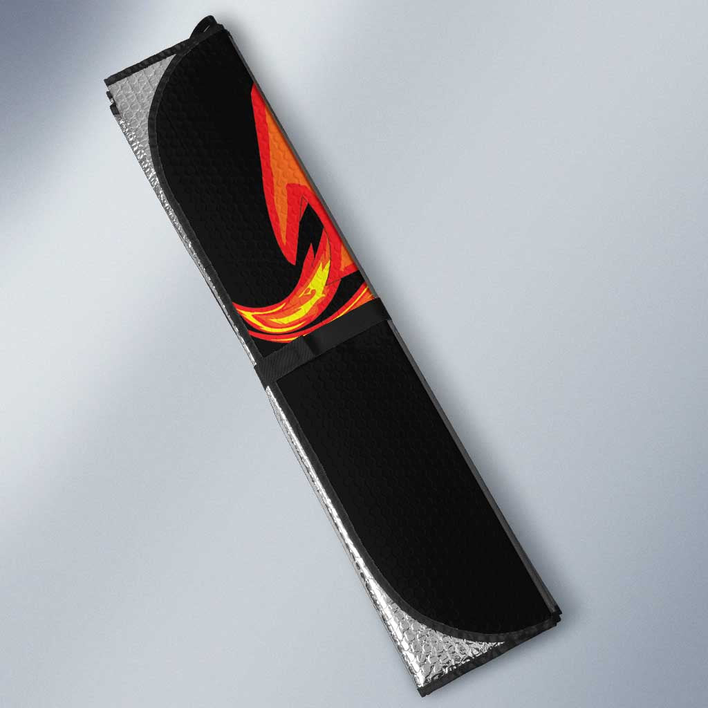 Japanese Asanoha Pattern Auto Sun Shade Sun Flame Slayer Dragon Hinokami Kagura Spirit LT9 - Polynesian Pride