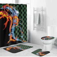 Japanese Asanoha Pattern Bathroom Set Sun Flame Slayer Dragon Hinokami Kagura Spirit - Polynesian Pride