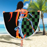 Japanese Asanoha Pattern Beach Blanket Sun Flame Slayer Dragon Hinokami Kagura Spirit - Polynesian Pride