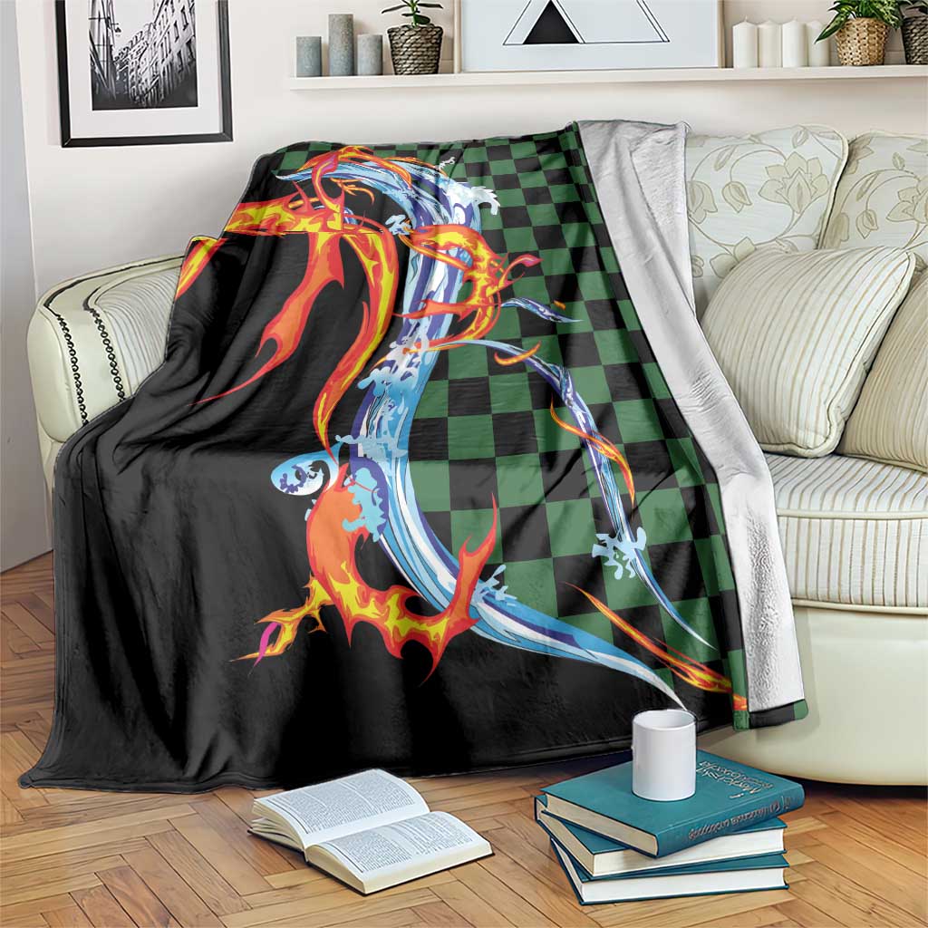 Japanese Asanoha Pattern Blanket Sun Flame Slayer Dragon Hinokami Kagura Spirit - Polynesian Pride