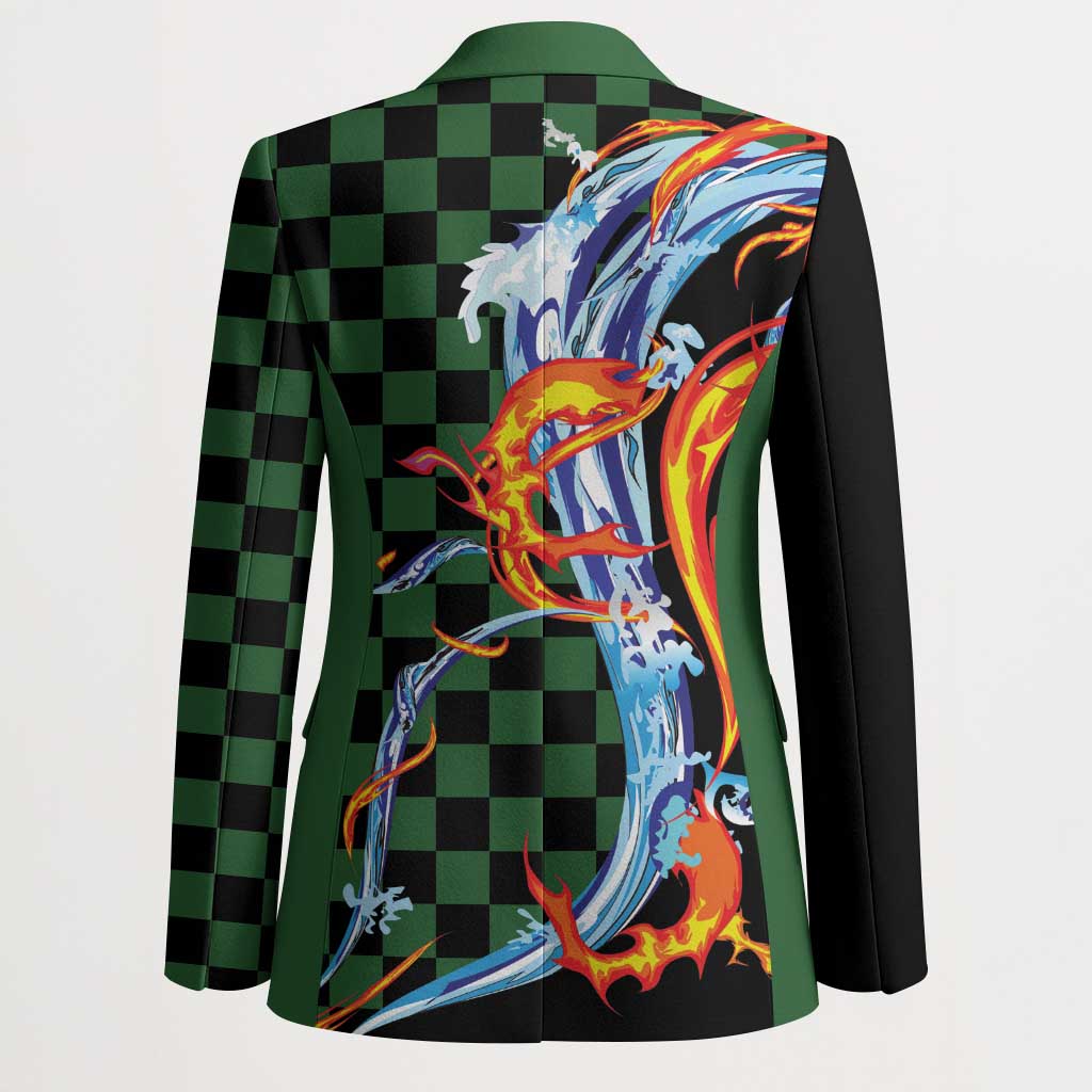 Japanese Asanoha Pattern Blazer Sun Flame Slayer Dragon Hinokami Kagura Spirit - Polynesian Pride