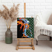 Japanese Asanoha Pattern Canvas Wall Art Sun Flame Slayer Dragon Hinokami Kagura Spirit - Polynesian Pride