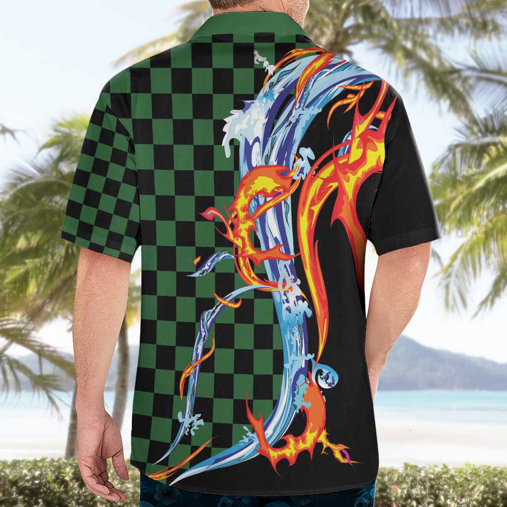 Japanese Asanoha Pattern Hawaiian Shirt Sun Flame Slayer Dragon Hinokami Kagura Spirit - Polynesian Pride