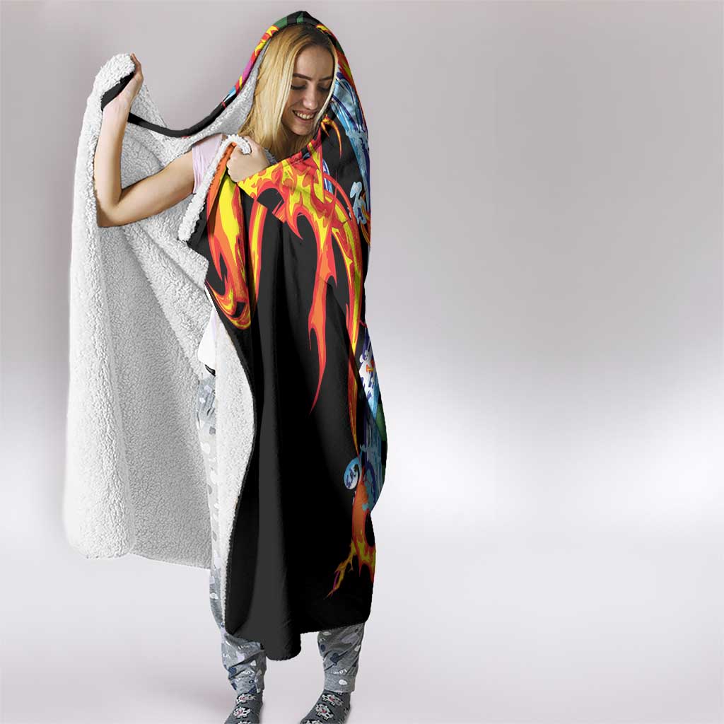 Japanese Asanoha Pattern Hooded Blanket Sun Flame Slayer Dragon Hinokami Kagura Spirit LT9 - Polynesian Pride