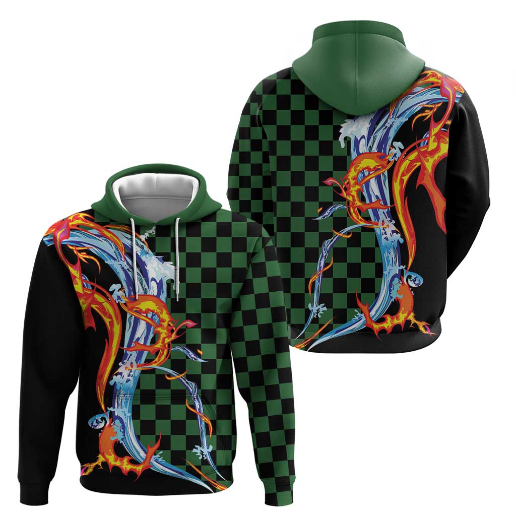 Japanese Asanoha Pattern Hoodie Sun Flame Slayer Dragon Hinokami Kagura Spirit - Polynesian Pride