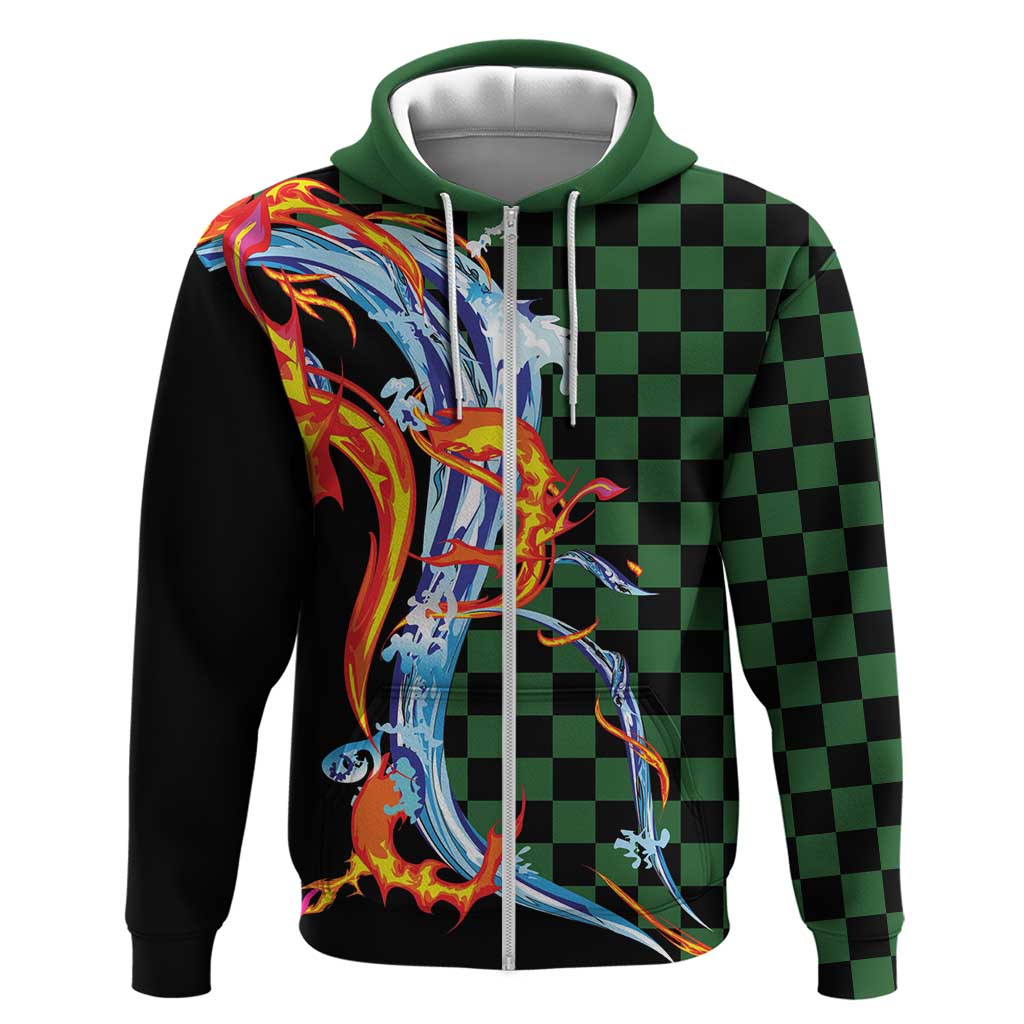 Japanese Asanoha Pattern Hoodie Sun Flame Slayer Dragon Hinokami Kagura Spirit - Polynesian Pride
