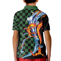 Japanese Asanoha Pattern Kid Polo Shirt Sun Flame Slayer Dragon Hinokami Kagura Spirit LT9 - Polynesian Pride