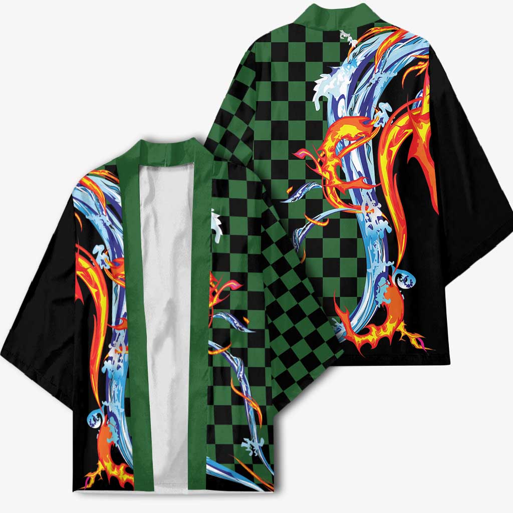 Japanese Asanoha Pattern Kimono Sun Flame Slayer Dragon Hinokami Kagura Spirit - Polynesian Pride