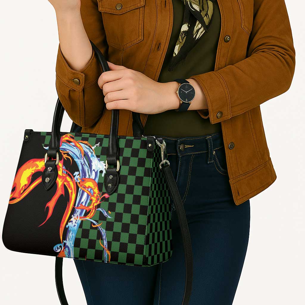 Japanese Asanoha Pattern Leather Bag Sun Flame Slayer Dragon Hinokami Kagura Spirit - Polynesian Pride