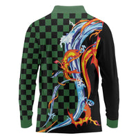 Japanese Asanoha Pattern Long Sleeve Polo Shirt Sun Flame Slayer Dragon Hinokami Kagura Spirit LT9 - Polynesian Pride