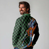 Japanese Asanoha Pattern Long Sleeve Polo Shirt Sun Flame Slayer Dragon Hinokami Kagura Spirit LT9 - Polynesian Pride