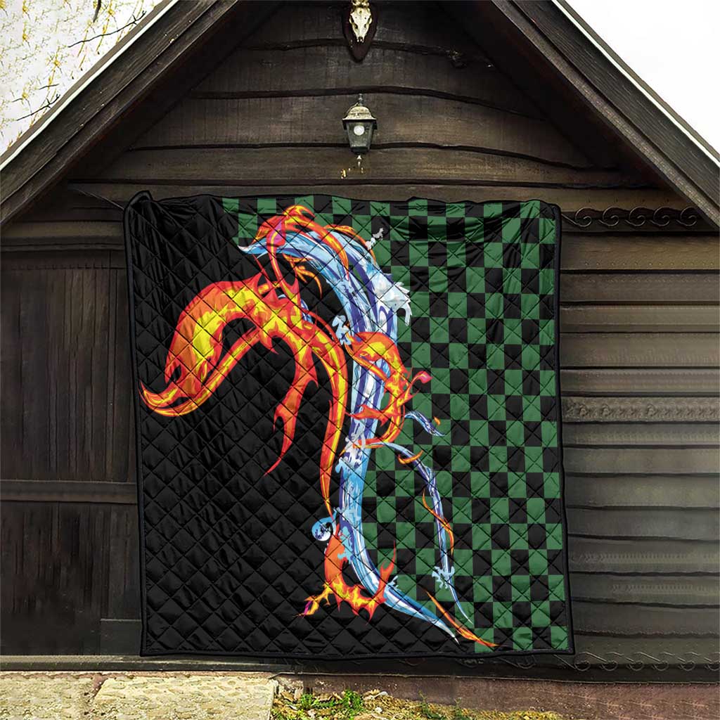 Japanese Asanoha Pattern Quilt Sun Flame Slayer Dragon Hinokami Kagura Spirit - Polynesian Pride