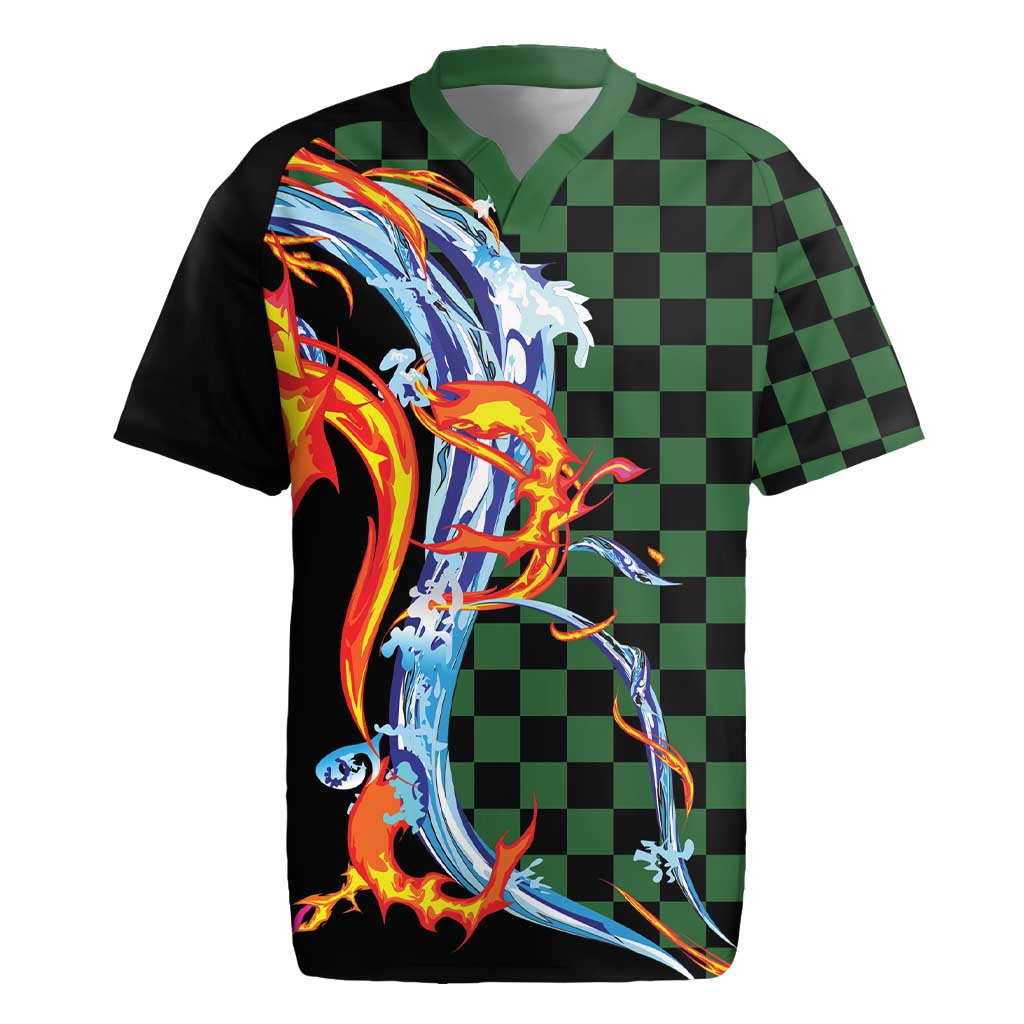 Japanese Asanoha Pattern Rugby Jersey Sun Flame Slayer Dragon Hinokami Kagura Spirit - Polynesian Pride