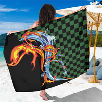 Japanese Asanoha Pattern Sarong Sun Flame Slayer Dragon Hinokami Kagura Spirit - Polynesian Pride