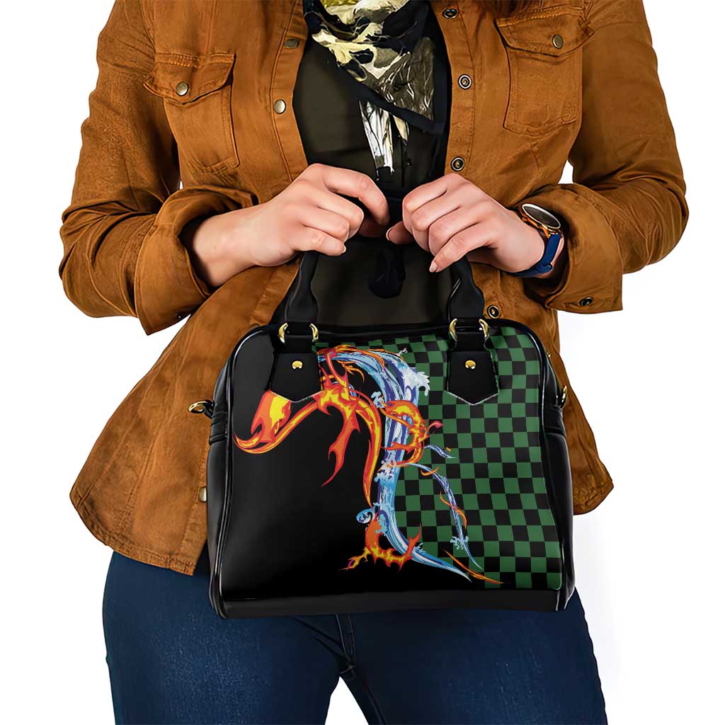 Japanese Asanoha Pattern Shoulder Handbag Sun Flame Slayer Dragon Hinokami Kagura Spirit - Polynesian Pride