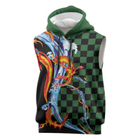 Japanese Asanoha Pattern Sleeveless Hoodie Sun Flame Slayer Dragon Hinokami Kagura Spirit LT9 Green - Polynesian Pride