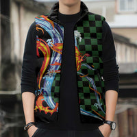 Japanese Asanoha Pattern Sleeveless Puffer Jacket Sun Flame Slayer Dragon Hinokami Kagura Spirit - Polynesian Pride