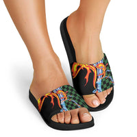 Japanese Asanoha Pattern Slide Sandals Sun Flame Slayer Dragon Hinokami Kagura Spirit - Polynesian Pride