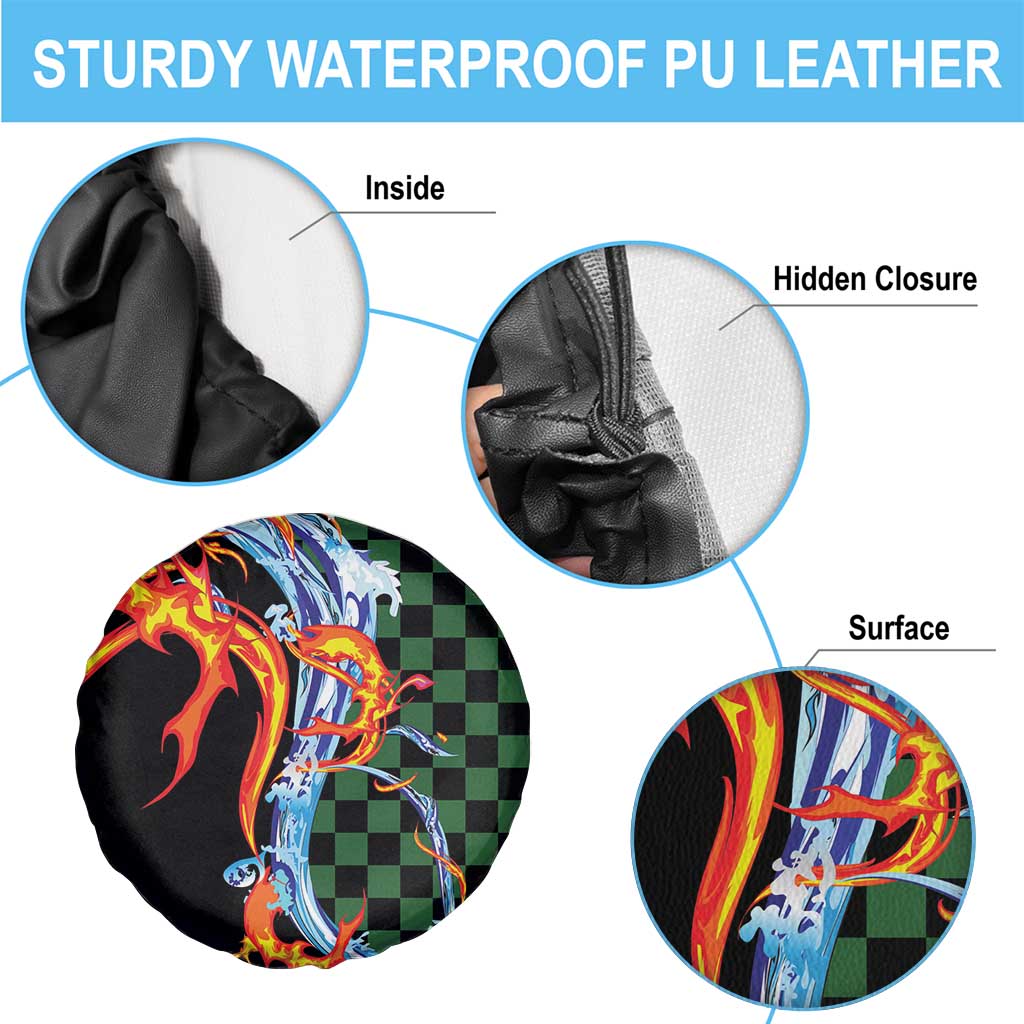 Japanese Asanoha Pattern Spare Tire Cover Sun Flame Slayer Dragon Hinokami Kagura Spirit - Polynesian Pride