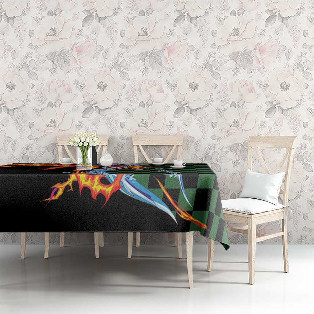 Japanese Asanoha Pattern Tablecloth Sun Flame Slayer Dragon Hinokami Kagura Spirit - Polynesian Pride