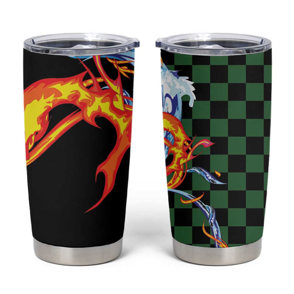 Japanese Asanoha Pattern Tumbler Cup Sun Flame Slayer Dragon Hinokami Kagura Spirit - Polynesian Pride