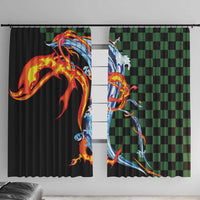 Japanese Asanoha Pattern Window Curtain Sun Flame Slayer Dragon Hinokami Kagura Spirit - Polynesian Pride