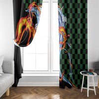 Japanese Asanoha Pattern Window Curtain Sun Flame Slayer Dragon Hinokami Kagura Spirit - Polynesian Pride
