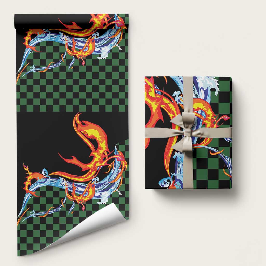 Japanese Asanoha Pattern Wrapping Paper Sun Flame Slayer Dragon Hinokami Kagura Spirit - Polynesian Pride