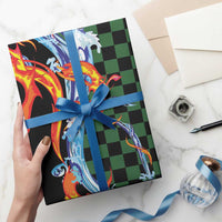 Japanese Asanoha Pattern Wrapping Paper Sun Flame Slayer Dragon Hinokami Kagura Spirit - Polynesian Pride