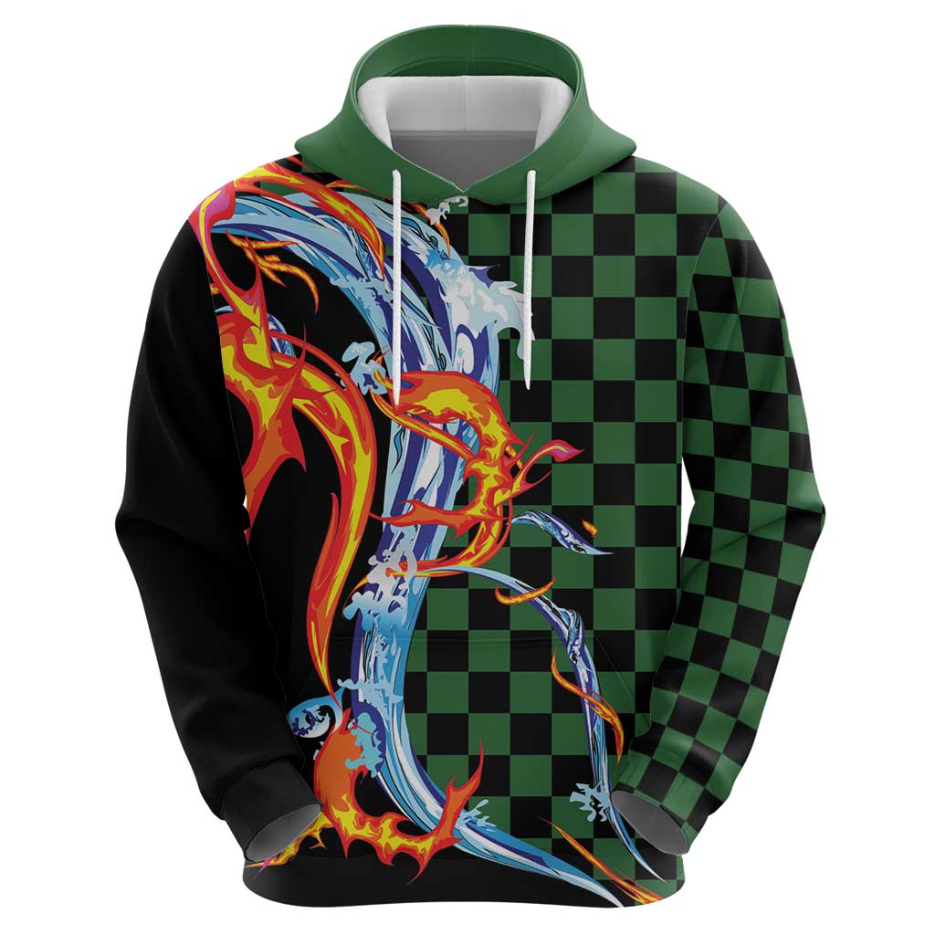 Japanese Asanoha Pattern Zip Hoodie Sun Flame Slayer Dragon Hinokami Kagura Spirit - Polynesian Pride