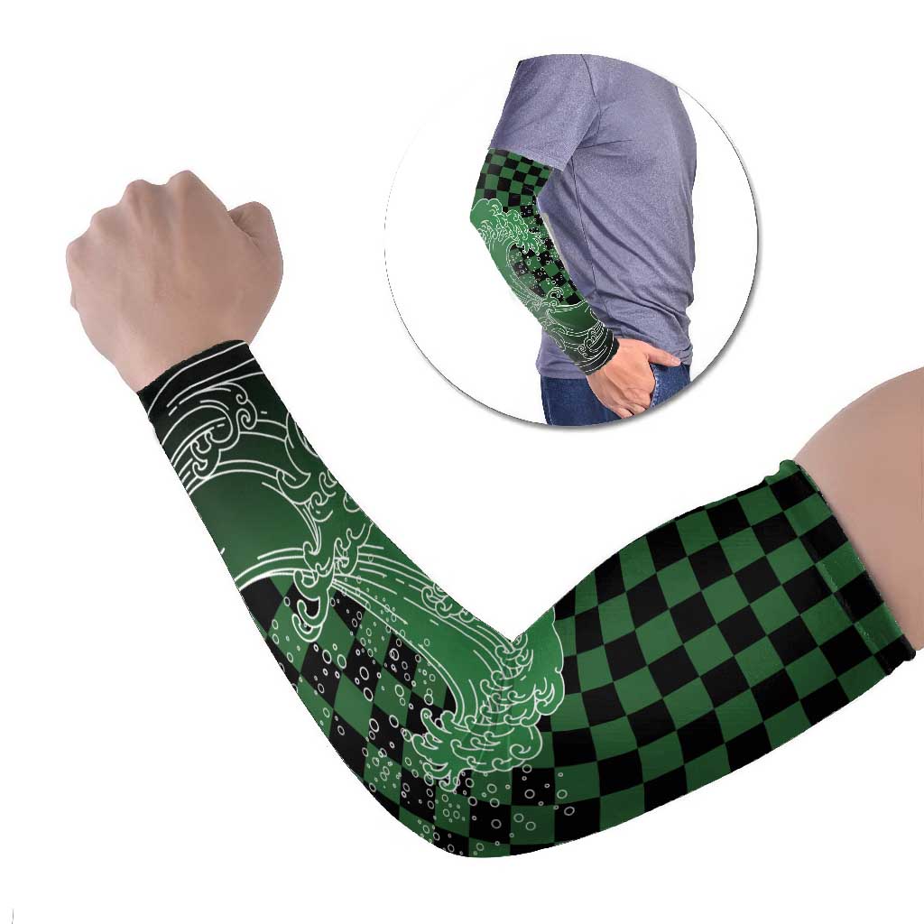 Japanese Asanoha Pattern Arm Sleeves Water Breathing Slayer Dragon - Polynesian Pride