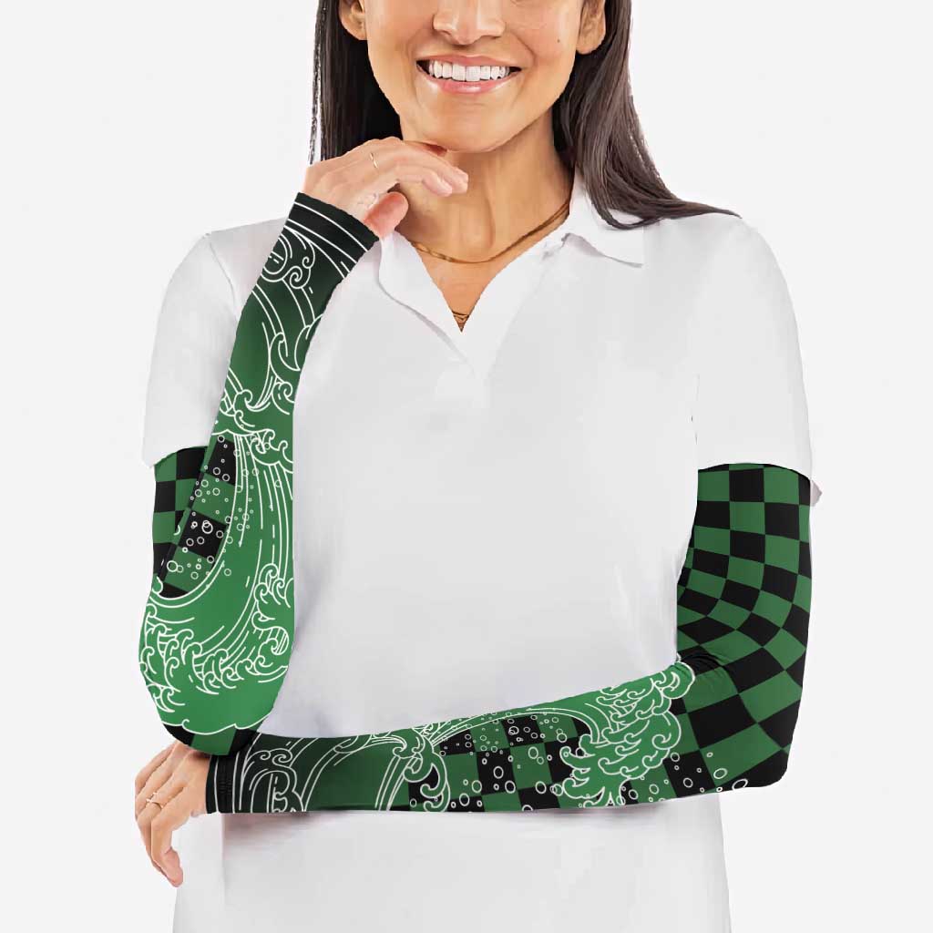 Japanese Asanoha Pattern Arm Sleeves Water Breathing Slayer Dragon - Polynesian Pride