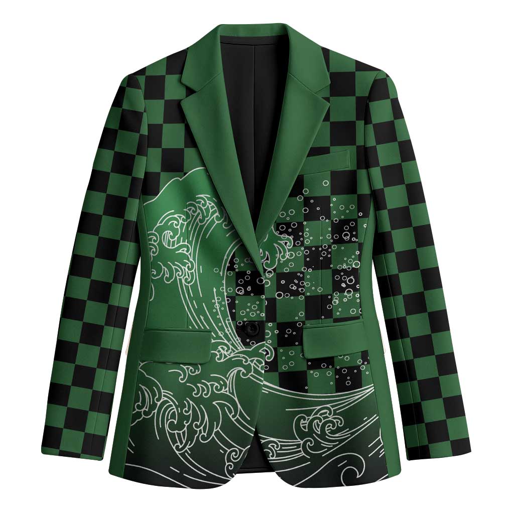 Japanese Asanoha Pattern Blazer Water Breathing Slayer Dragon - Polynesian Pride