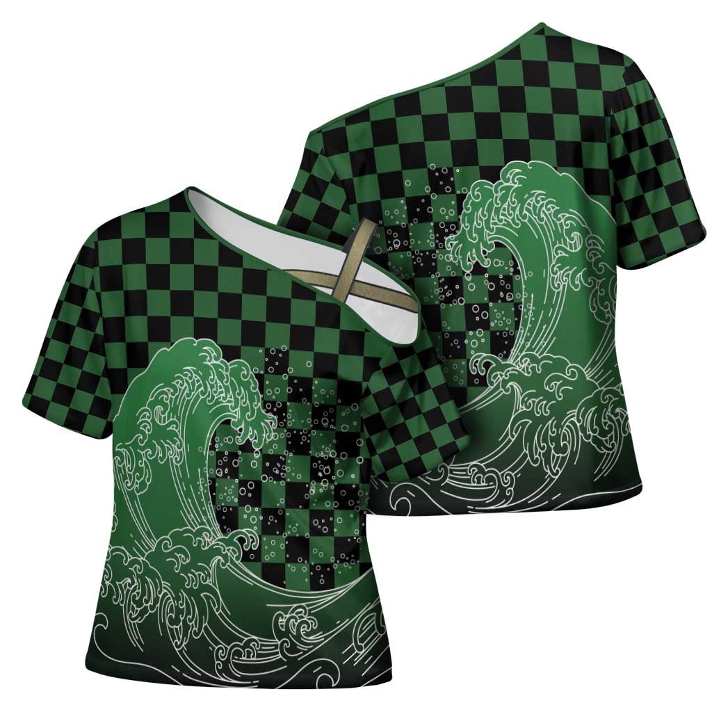 Japanese Asanoha Pattern Cross Shoulder Shirt Water Breathing Slayer Dragon LT9 - Polynesian Pride