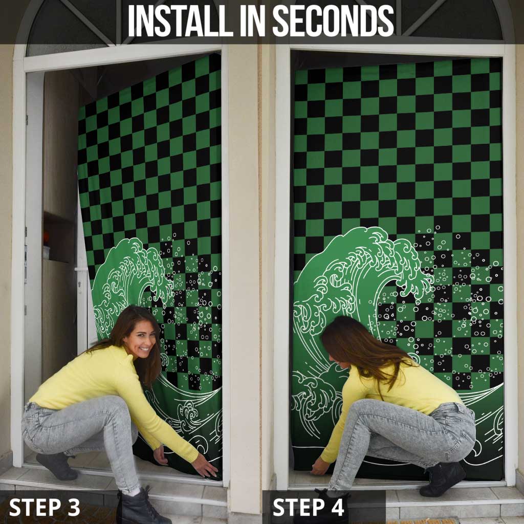 Japanese Asanoha Pattern Door Cover Water Breathing Slayer Dragon - Polynesian Pride