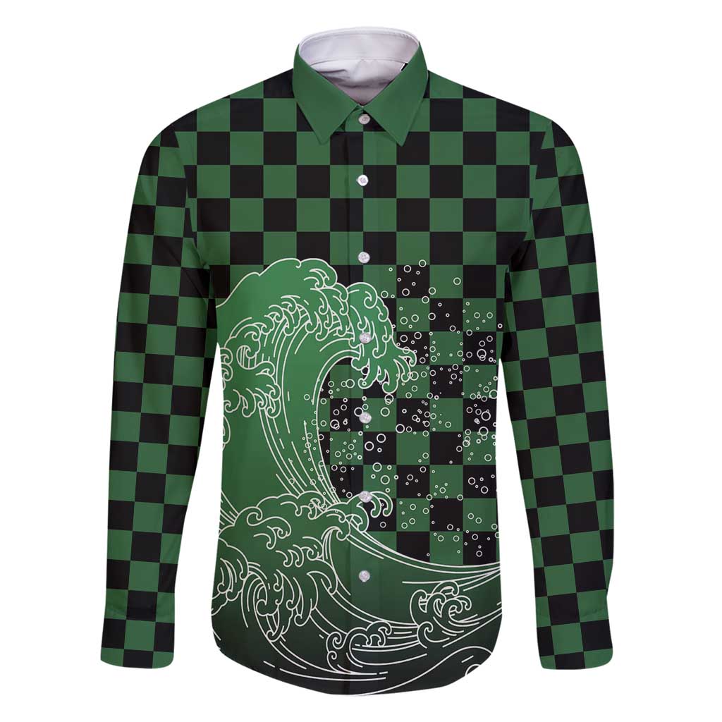 Japanese Asanoha Pattern Family Matching Off Shoulder Short Dress and Hawaiian Shirt Water Breathing Slayer Dragon - Polynesian Pride