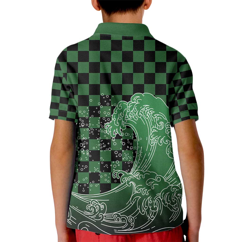 Japanese Asanoha Pattern Kid Polo Shirt Water Breathing Slayer Dragon LT9 - Polynesian Pride