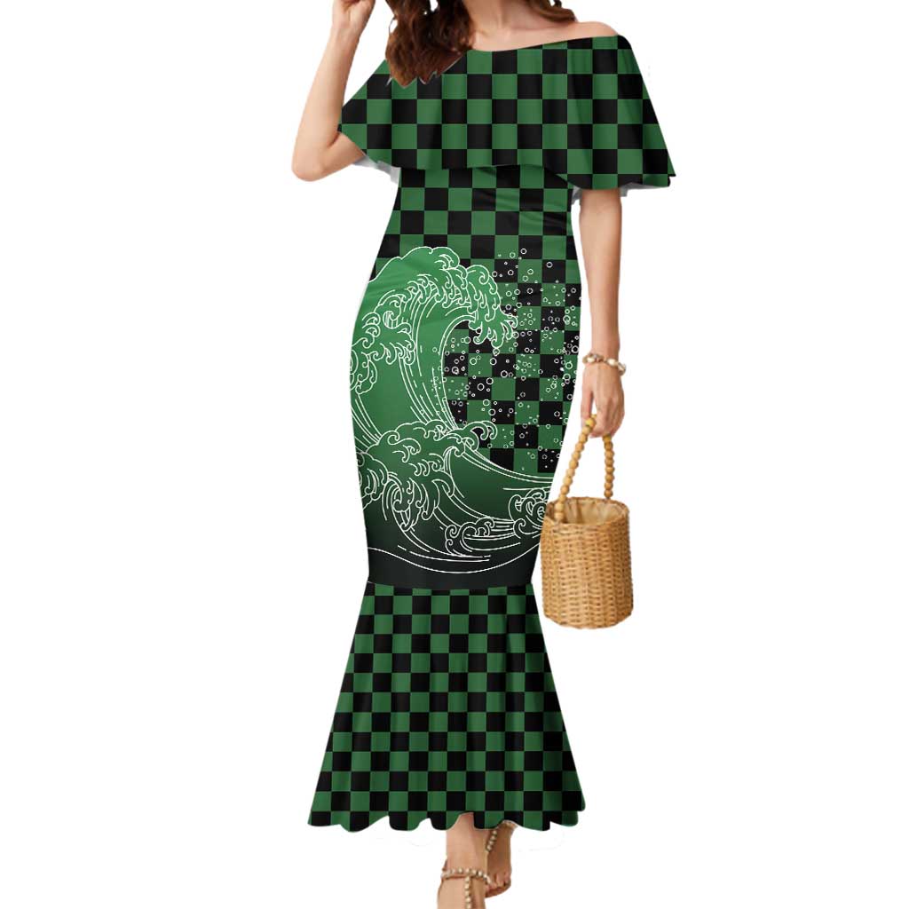 Japanese Asanoha Pattern Mermaid Dress Water Breathing Slayer Dragon - Polynesian Pride